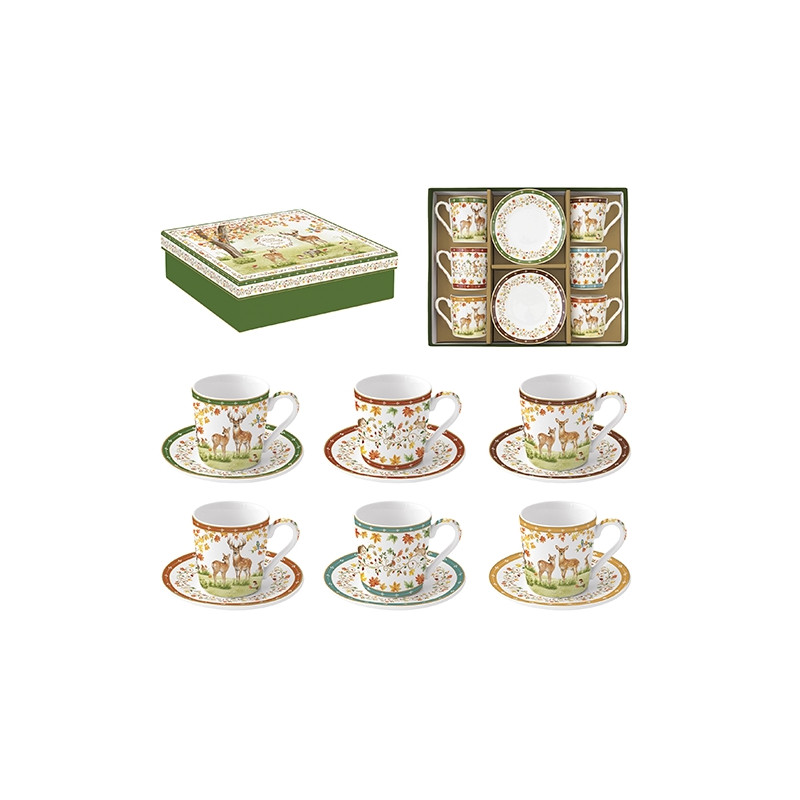 Set 6 tazas café porcelana Fairy Forest 100 ml