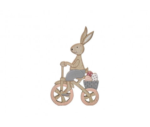Conejo de Pascua de madera en bicicleta 12 cm