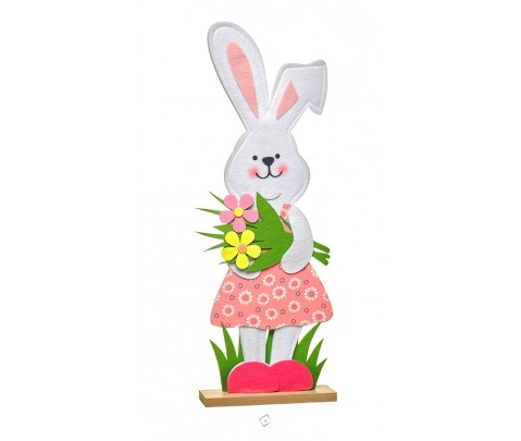 Coneja de Pascua de fieltro con flores 51 cm